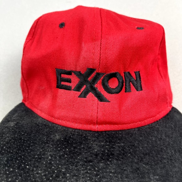 Vintage Exxon Mobil Hat Cap Strapback Red Adjustable Tiger Gas Oil Racing 90s - Picture 3 of 8